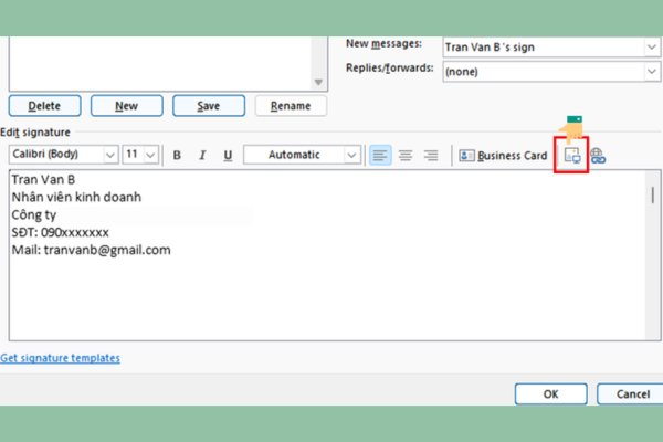  Hướng dẫn tạo chữ ký điện tử trên Outlook bước 4.2