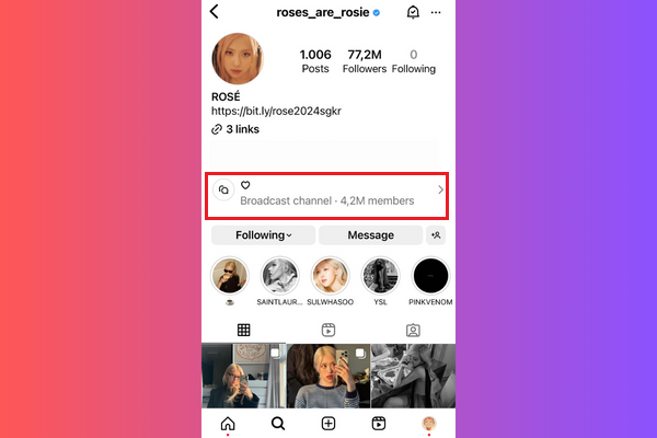 Hướng dẫn tham gia kênh thông báo của Instagram bước 1