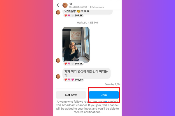 Hướng dẫn tham gia kênh thông báo của Instagram bước 2