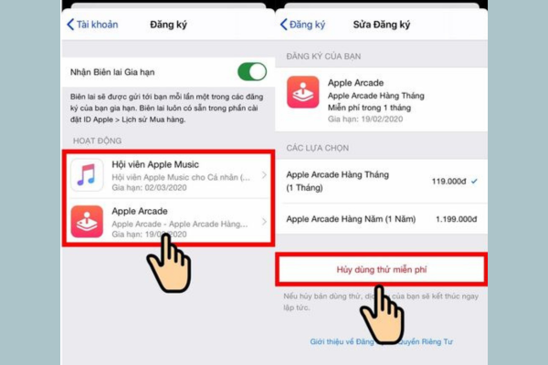 Hủy tự động gia hạn ứng dụng bước 3