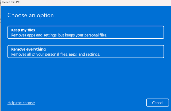 Cài đặt lại Windows bước 1