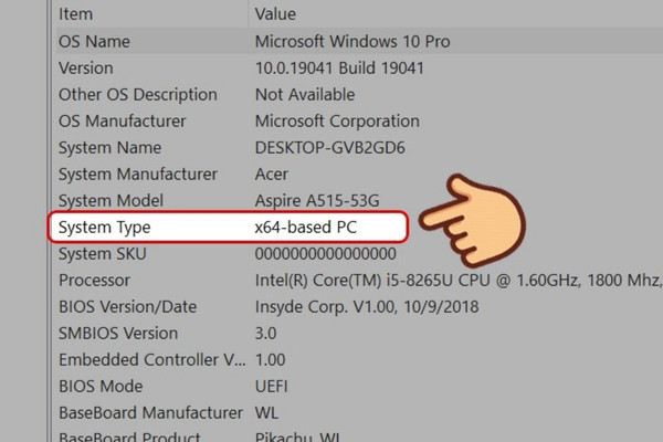 Kiểm tra Windows 32 bit hay 64 bit Win 11 System Information bước 2