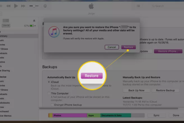 phục hồi máy bằng iTunes bước 4 phục hồi máy bằng iTunes bước 4