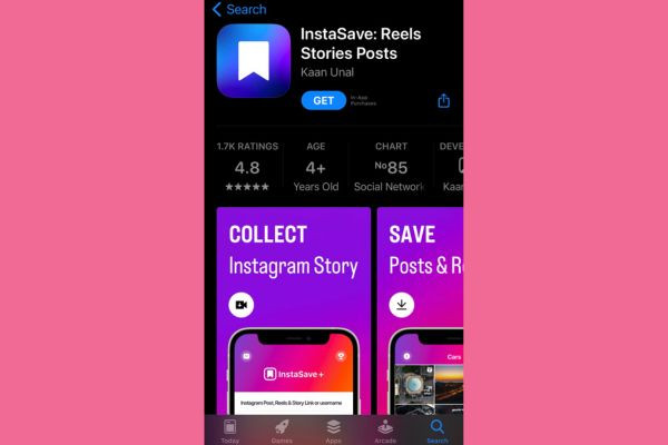 Sử dụng app InstaSave bước 1