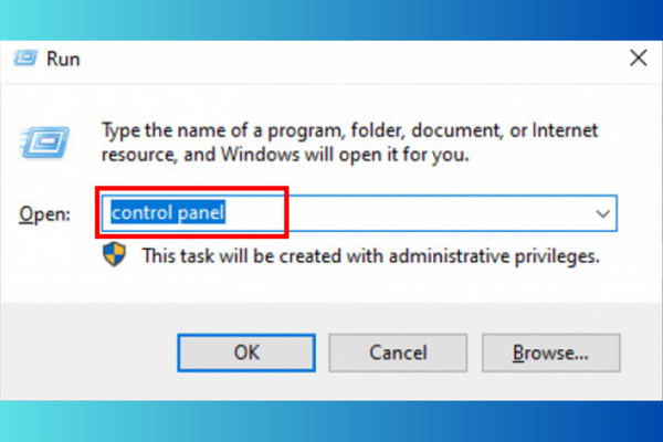 Sử dụng Control Panel bước 1