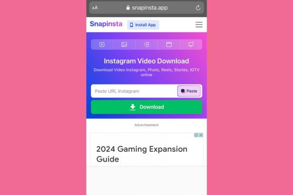 Sử dụng Snapinsta bước 2