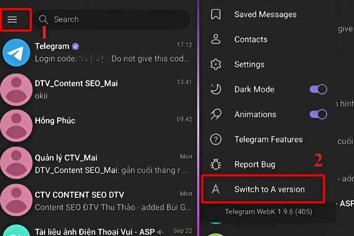 Sử dụng Website Telegram bước 2