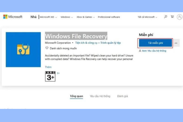Sử dụng Windows File Recovery bước 1