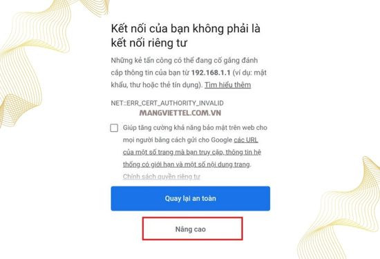 Sửa lỗi cảnh báo kết nối không phải riêng tư&nbsp;B1