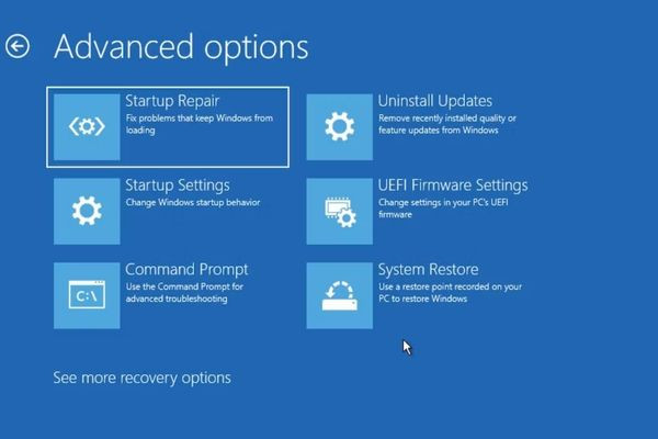 Tận dụng tính năng Startup Repair 