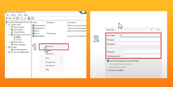 Tạo và cấp quyền admin cho user Win 11 bằng Computer Management bước 3