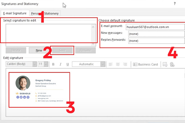 Thay đổi chữ ký trong Outlook Web bước 3