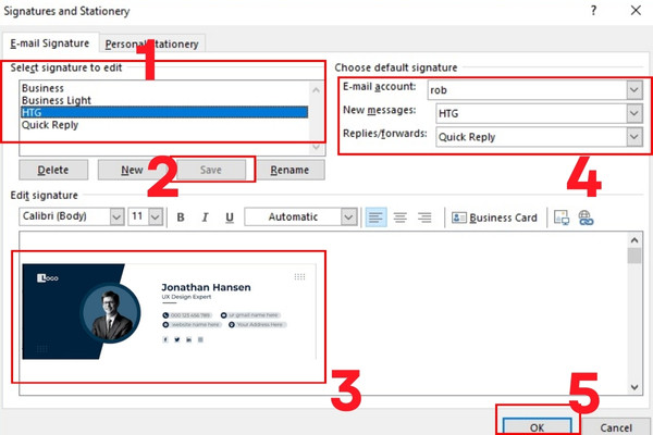 Tạo và thay đổi chữ ký trong Microsoft Outlook Office 365 bước 3