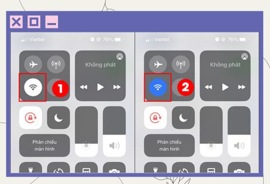 Trung tâm điều khiển chọn bật tắt Wifi