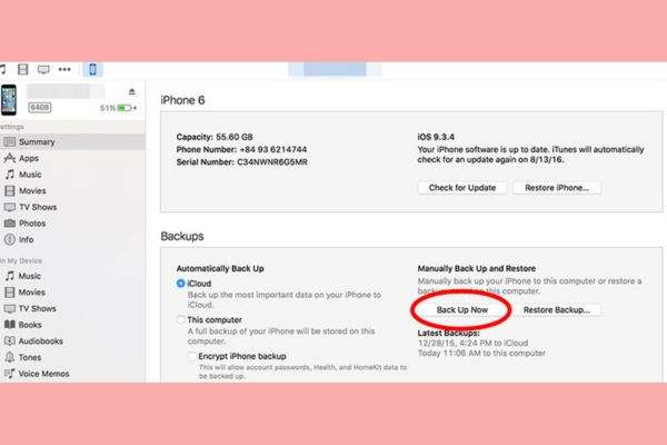 Trường hợp iPhone đã từng kết nối với máy tính và thường xuyên đồng bộ iTunes bước 1