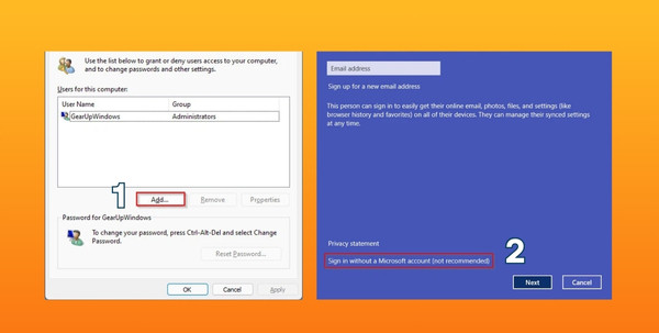 User Accounts bước 2