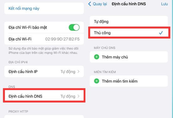 Cài đặt lại địa chỉ IP trên điện thoại B6
