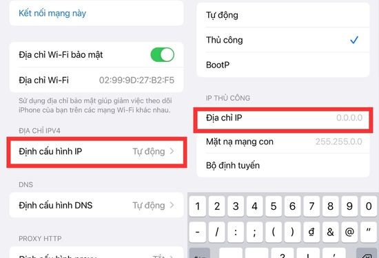 Cài đặt lại địa chỉ IP trên điện thoại B5