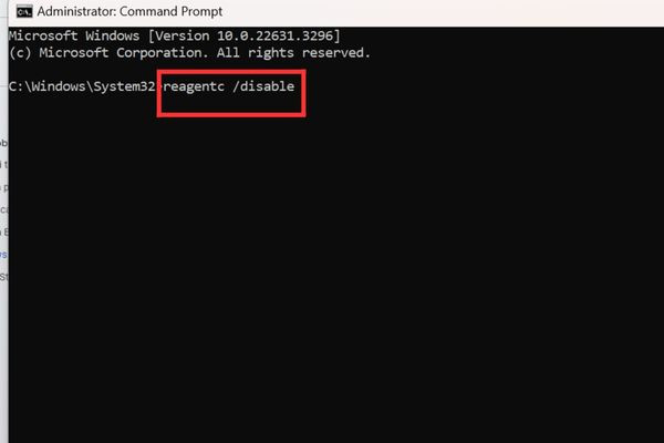 Vô hiệu hóa Windows Recovery Environment