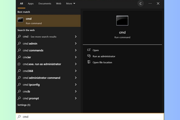 Xem IP máy tính bằng Command Prompt bước 1 cách 2