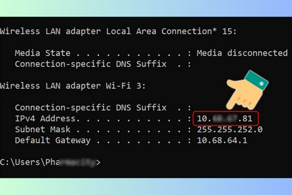Xem IP máy tính bằng Command Prompt bước 3