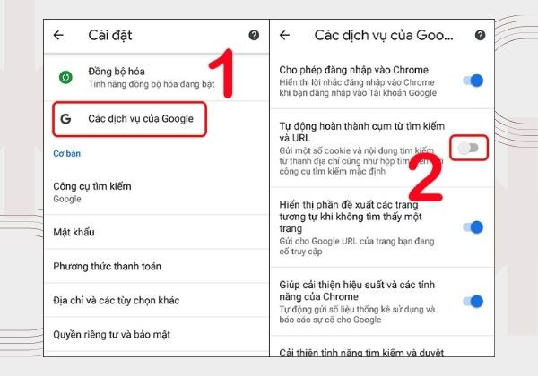 Xóa các tìm kiếm mới xuất hiện trên Android bước 2