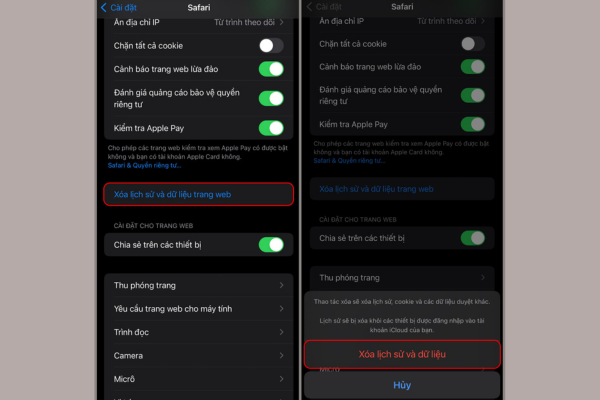 Xóa lịch sử duyệt web bước 3