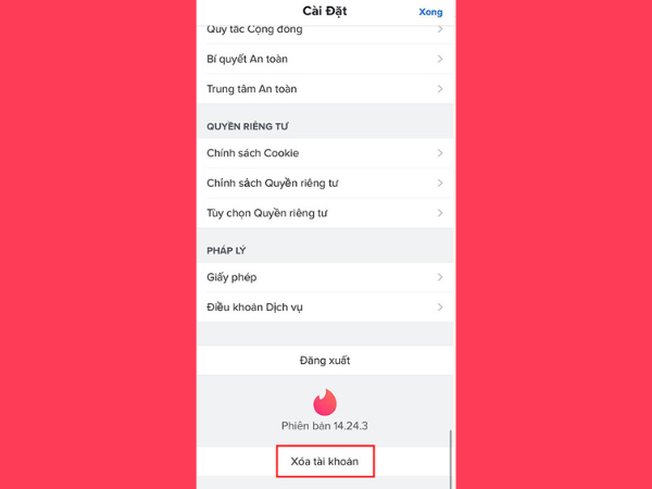 Xoá tài khoản Tinder trên điện thoại bước 3