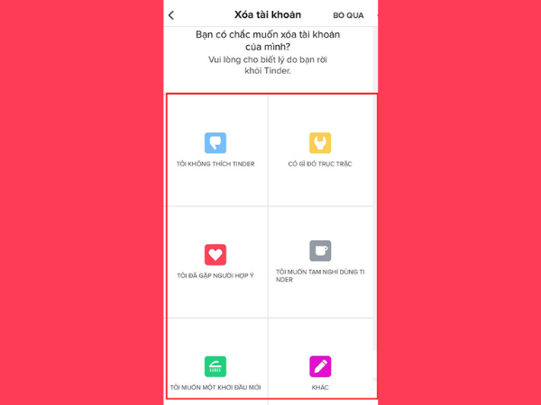 Xoá tài khoản Tinder trên điện thoại bước 5