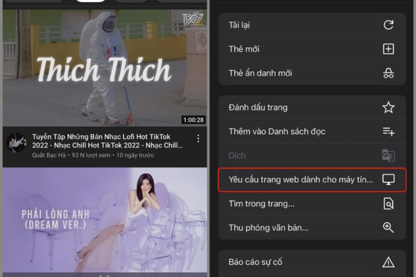 cách thu nhỏ màn hình youtube trên iPhone đơn giản trên Chrome bước 2
