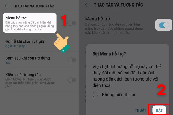 Khởi động nút home ảo trên điện thoại Samsung B2