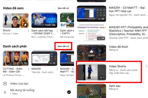 Tạo playlist video Shorts B5