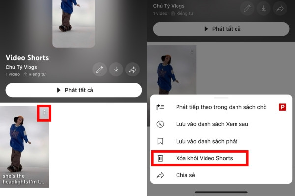 Xóa playlist video Shorts B2