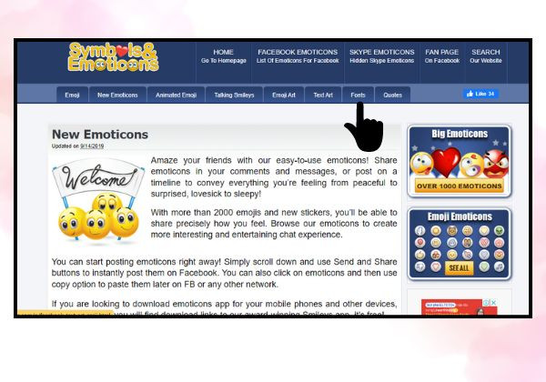 Bước 2 Đổi Font chữ Facebook qua Symbols & Emoticons