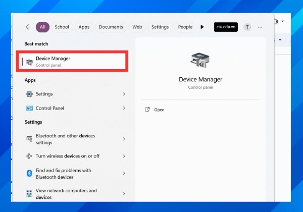 Bước 1 gõ tìm kiếm Device Manager trên Menu Start Bước 1 gõ tìm kiếm Device Manager trên Menu Start