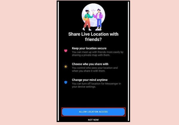 Bước 3 xác định vị trí hiện tại của tôi trên Messenger