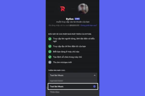 Bước 3.1: Mời bot vào server