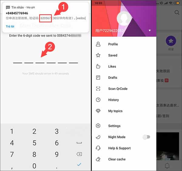 cách đăng ký Weibo trên điện thoại bước 3