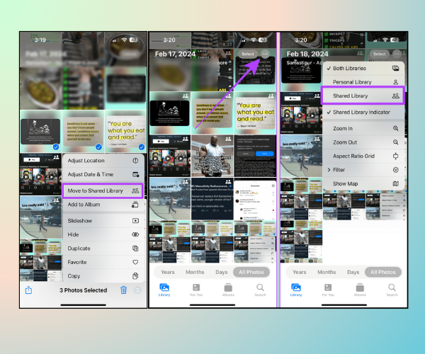 Cách sắp xếp ảnh theo thứ tự trên iPhone bằng Shared Library B5 Cách sắp xếp ảnh theo thứ tự trên iPhone bằng Shared Library B5