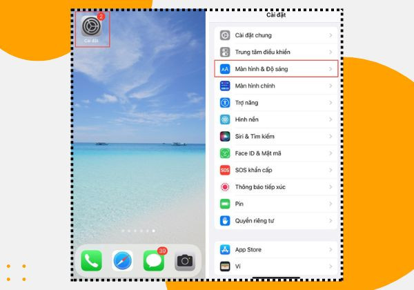Chỉnh kích thước bàn phím điện thoại iPhone trong phần cài đặt bước 1