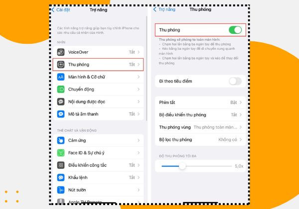 Sử dụng tính năng Zoom trên phần Trợ năng bước 2