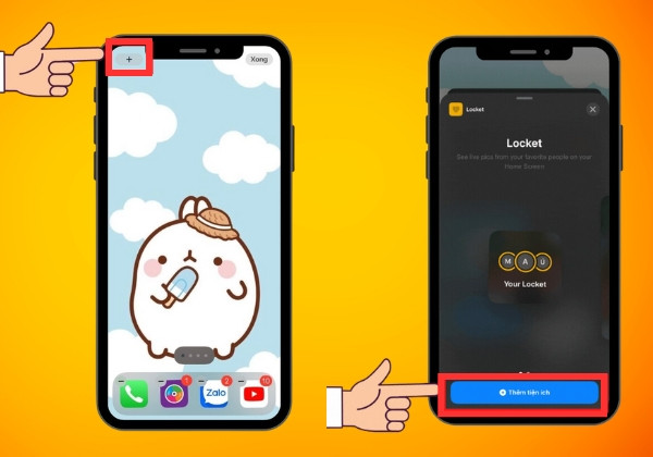 Cách thêm Locket Widget chia sẻ ảnh vào màn hình chính bước 1