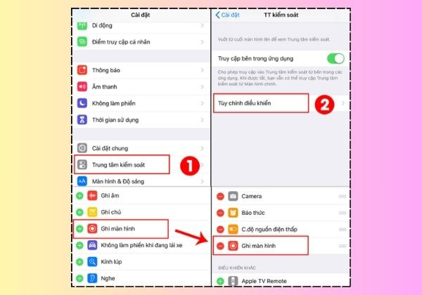 Cách thêm nút Ghi màn hình trên iOS cũ hơn