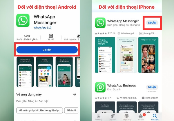 Cài đặt WhatsApp cho điện thoại Android và iOS bước 2 Cài đặt WhatsApp cho điện thoại Android và iOS bước 2