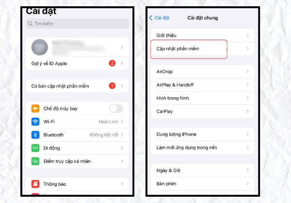 Cập nhật iOS bước 1 Cập nhật iOS bước 1