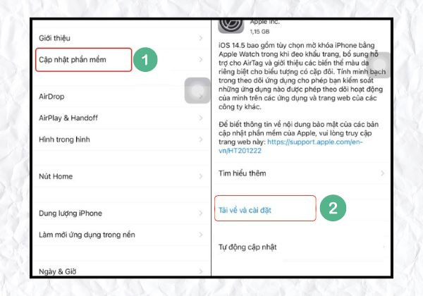 Cập nhật iOS bước 2 Cập nhật iOS bước 2