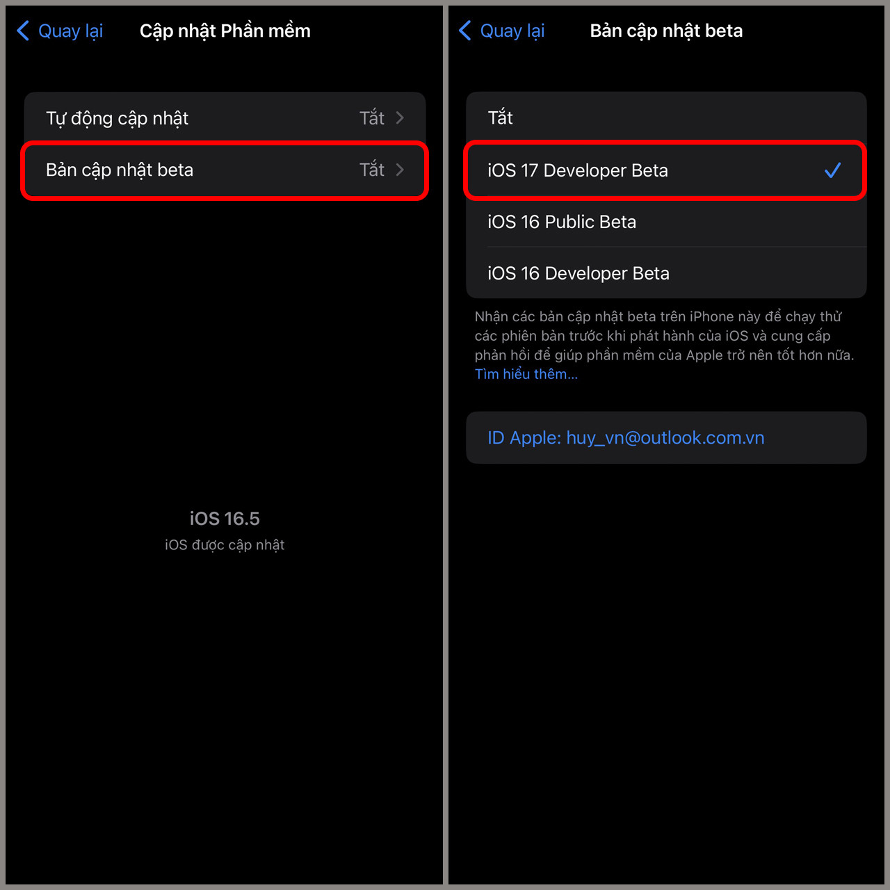 Cập nhật thủ công phần mềm ios 18