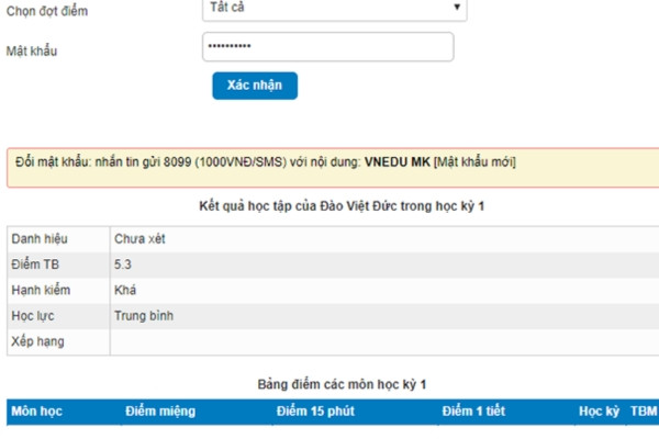 vnedu tra cứu điểm