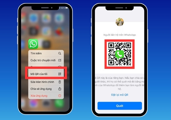  Chia sẻ mã QR để kết bạn trên WhatsApp bước 1 và 2