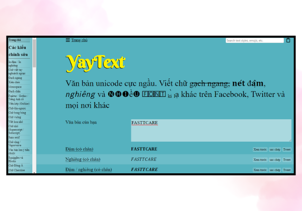 Cách chỉnh Font chữ trên Facebook qua Yaytext